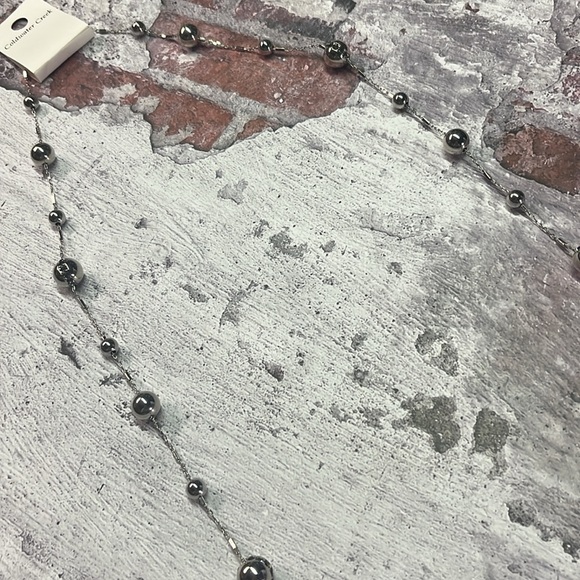 NWT Coldwater Creek Silver Vega Beads Rhinestone Accent Long Necklace - Picture 7 of 10